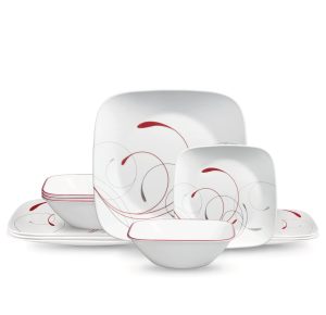 Corelle  Square Splendor 12-piece Dinnerware Set with Appetizer Plates. Service for 4