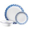 Corelle  Cobalt Circles 12-piece Mugless Dinnerware Set. Service of 4