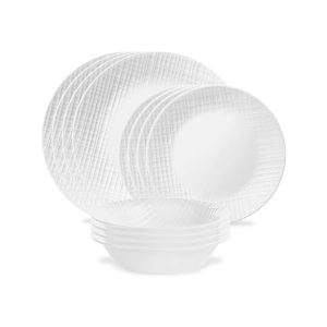 Corelle  Linen Weave 12-piece Dinnerware Set. Service for4