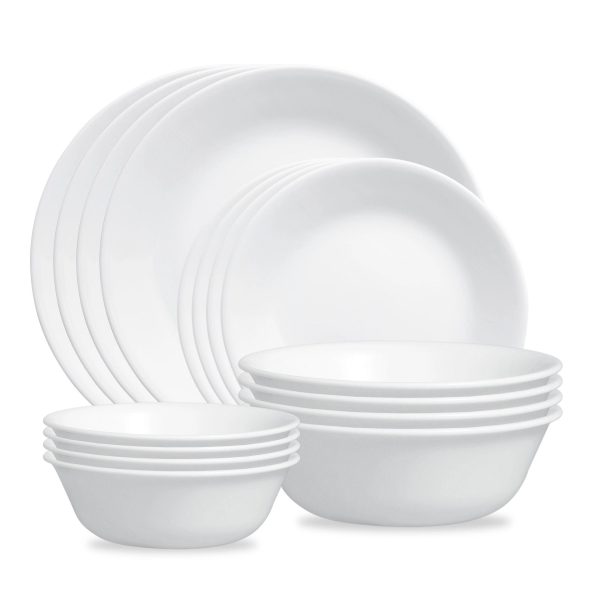 Corelle  Winter Frost White 16-piece Mugless Dinnerware Set. Service for 4