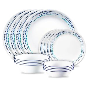 Corelle  Ocean Blues 16-piece Mugless Dinnerware Set. Service of 4