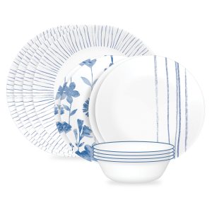 Corelle  Botanical Stripes 12-piece Dinnerware Set. Service for 4