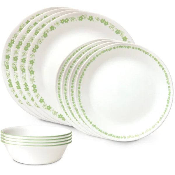 Corelle  Spring Blossom Green 12-piece Dinnerware Set. Service for 4