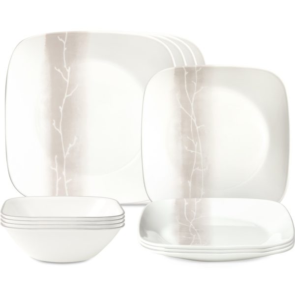 Corelle  Square Wandering Grove 12-piece Dinnerware Set. Service for 4