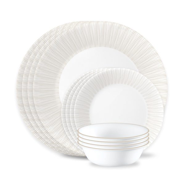 Corelle® Hushed Lines 12-piece Dinnerware Set. Service for 4